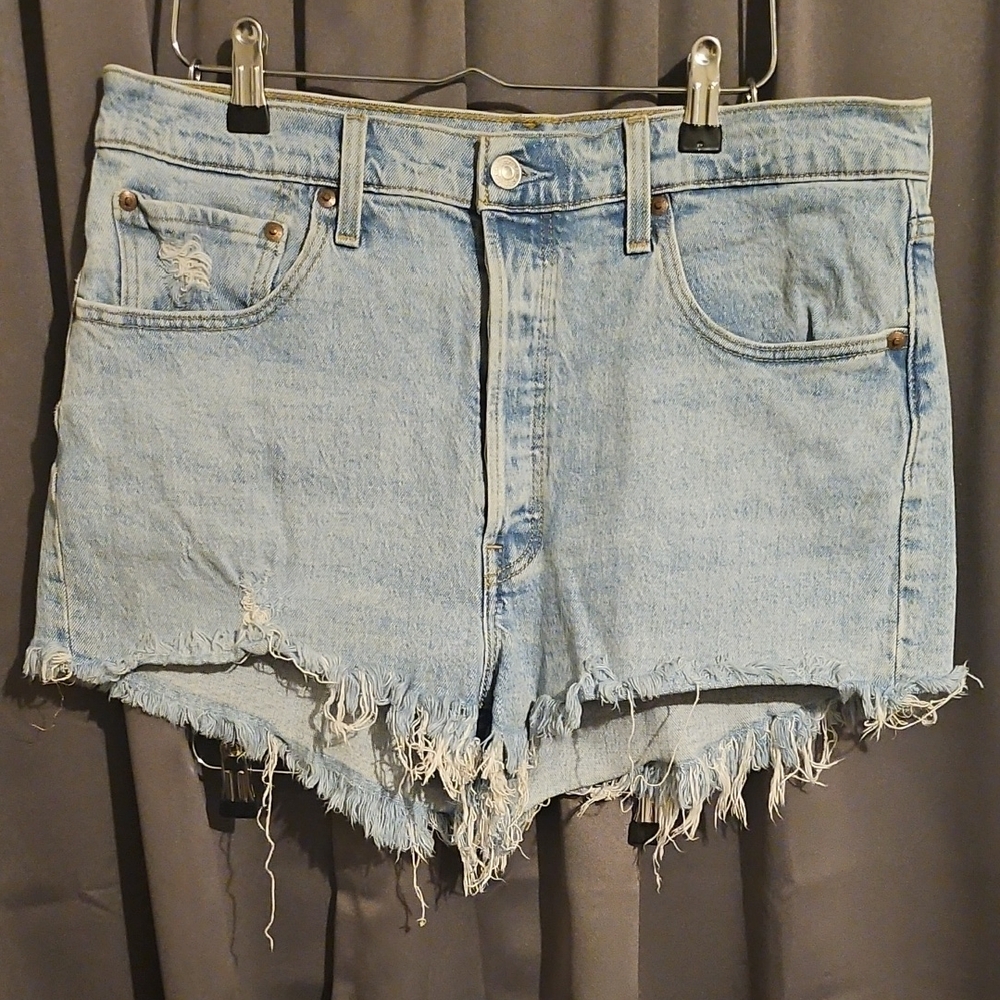 Levi's Blue Jean Shorts Distressed High-Waisted